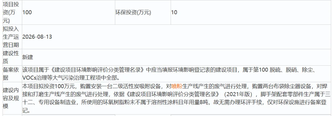 绿色升级更省心！新建喷粉生产线和焊接打磨生产线