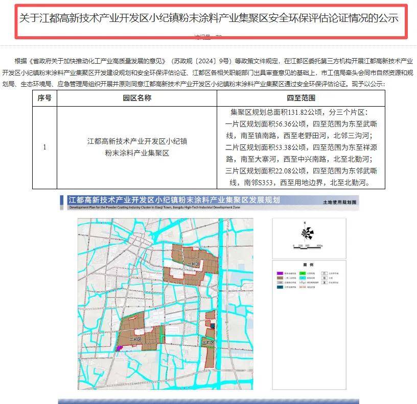 重大进展！扬州江都小纪镇粉末涂料产业集聚区通过安全环保评估论证